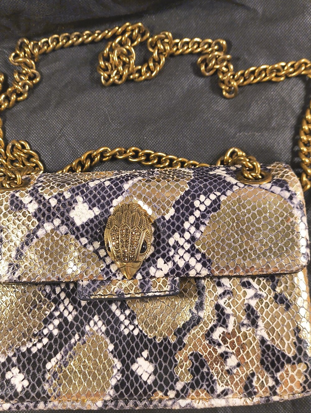 Kurt Geiger London Mini Kensington Metallic Snake Print Leather Crossbody Bag - Picture 5 of 16